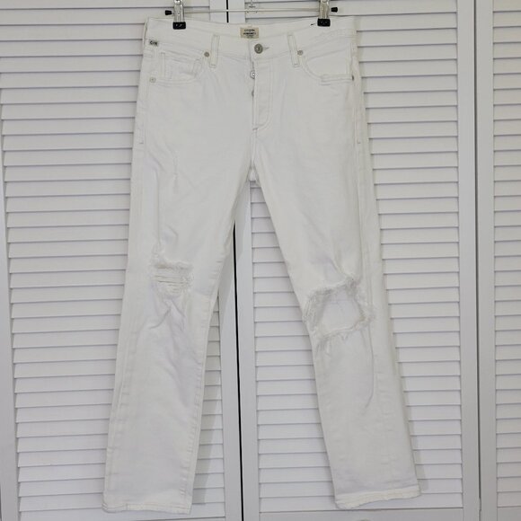 COH Emerson Slim Boyfriend Knee Tear Jean in Fracture Destroy White - Picture 1 of 15